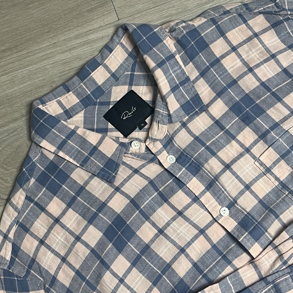 Rails Men's XL Wyatt Oasis Rose Long Sleeve Plaid Shirt Button Up Collar